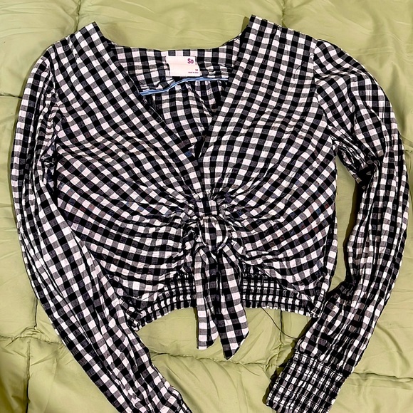 Plaid black and white blouse— medium - Picture 1 of 1